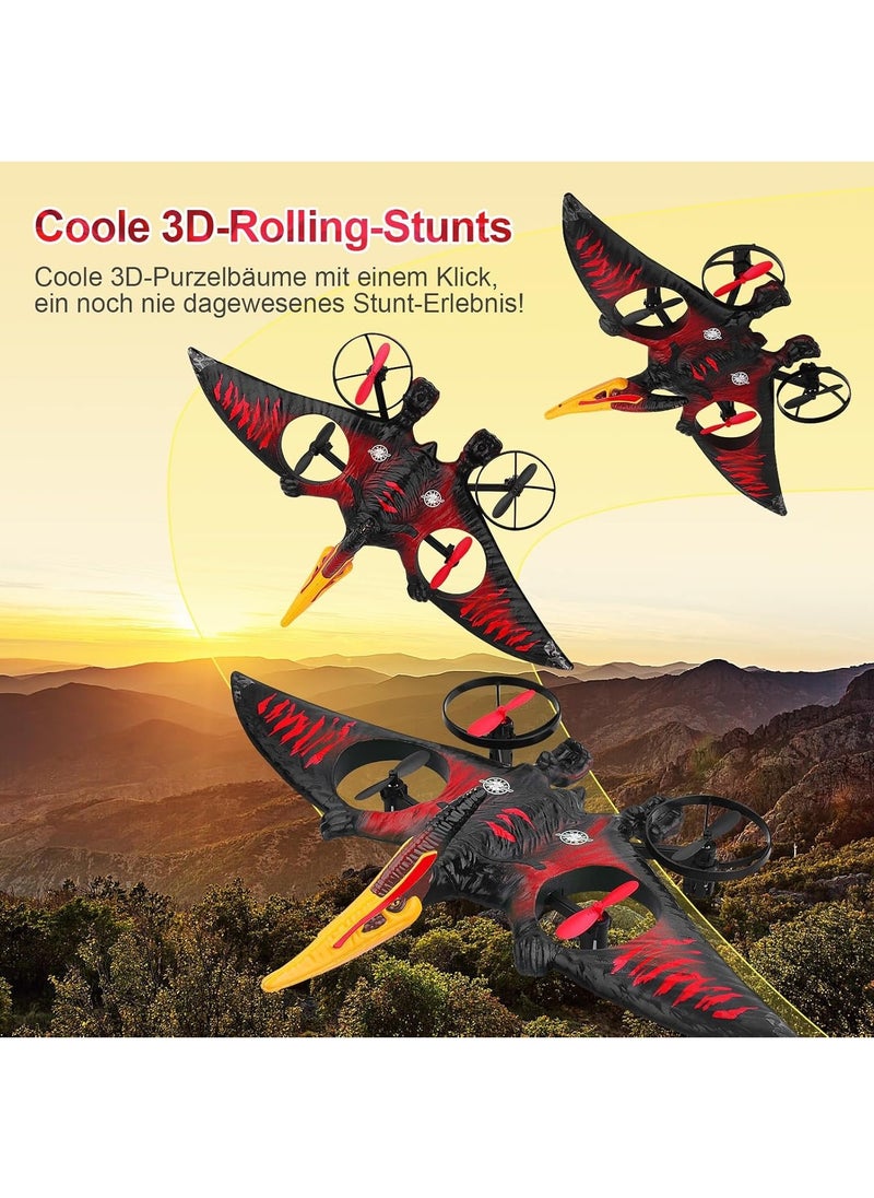 RC Aeroplane 2.4GHz Remote Controlled Aeroplane L0713 Quadcopter Floating Fighter Aircraft RC Aeroplane RTF for Beginners/Children/Adults, USB Charging, Red