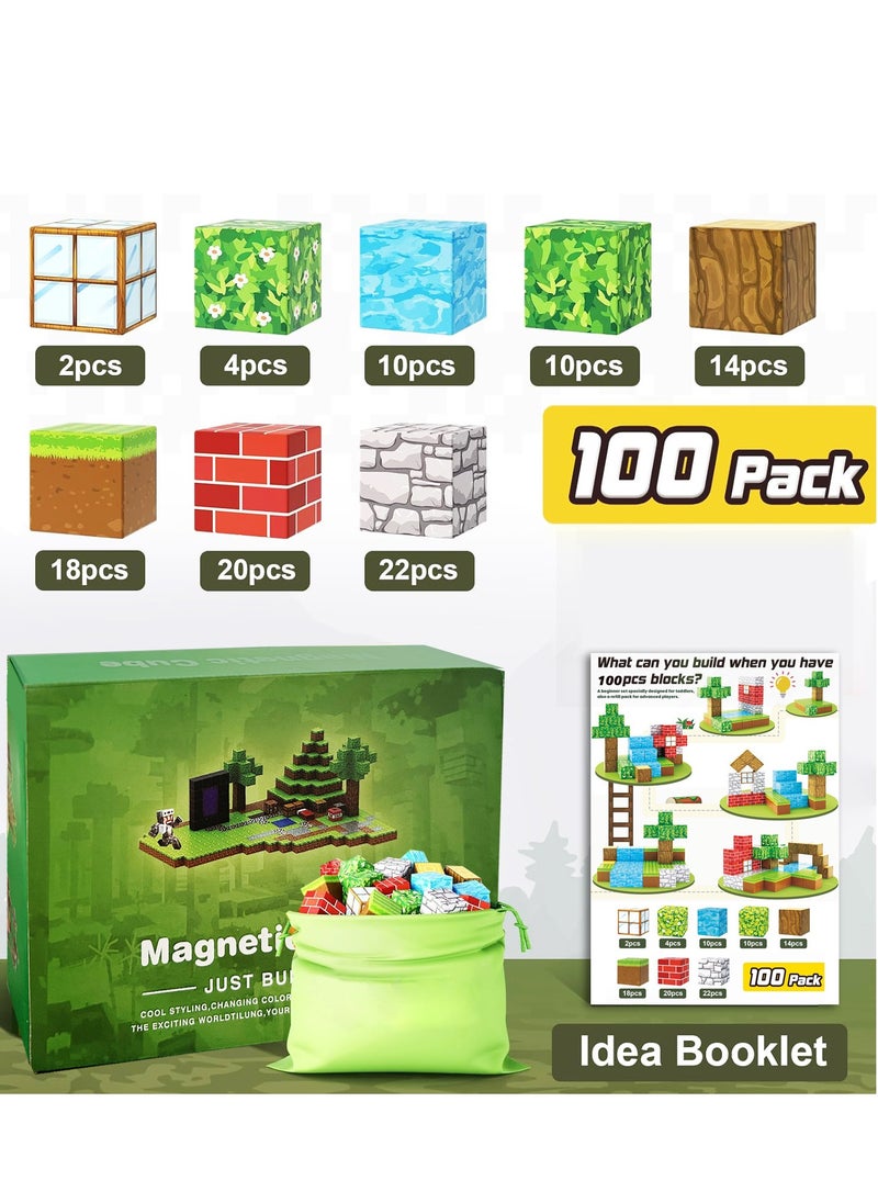 100PCS Magnetic Blocks, Kids Magnet Buliding Cube Set, STEM Educational Stacking Toys, Montessori Toys Birthday Gifts for Girls Boys