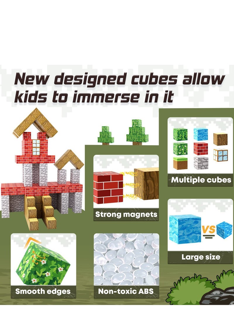 100PCS Magnetic Blocks, Kids Magnet Buliding Cube Set, STEM Educational Stacking Toys, Montessori Toys Birthday Gifts for Girls Boys