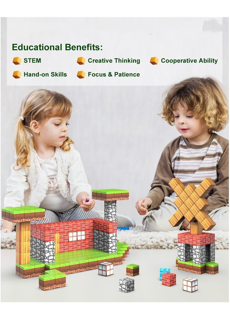 100PCS Magnetic Blocks, Kids Magnet Buliding Cube Set, STEM Educational Stacking Toys, Montessori Toys Birthday Gifts for Girls Boys