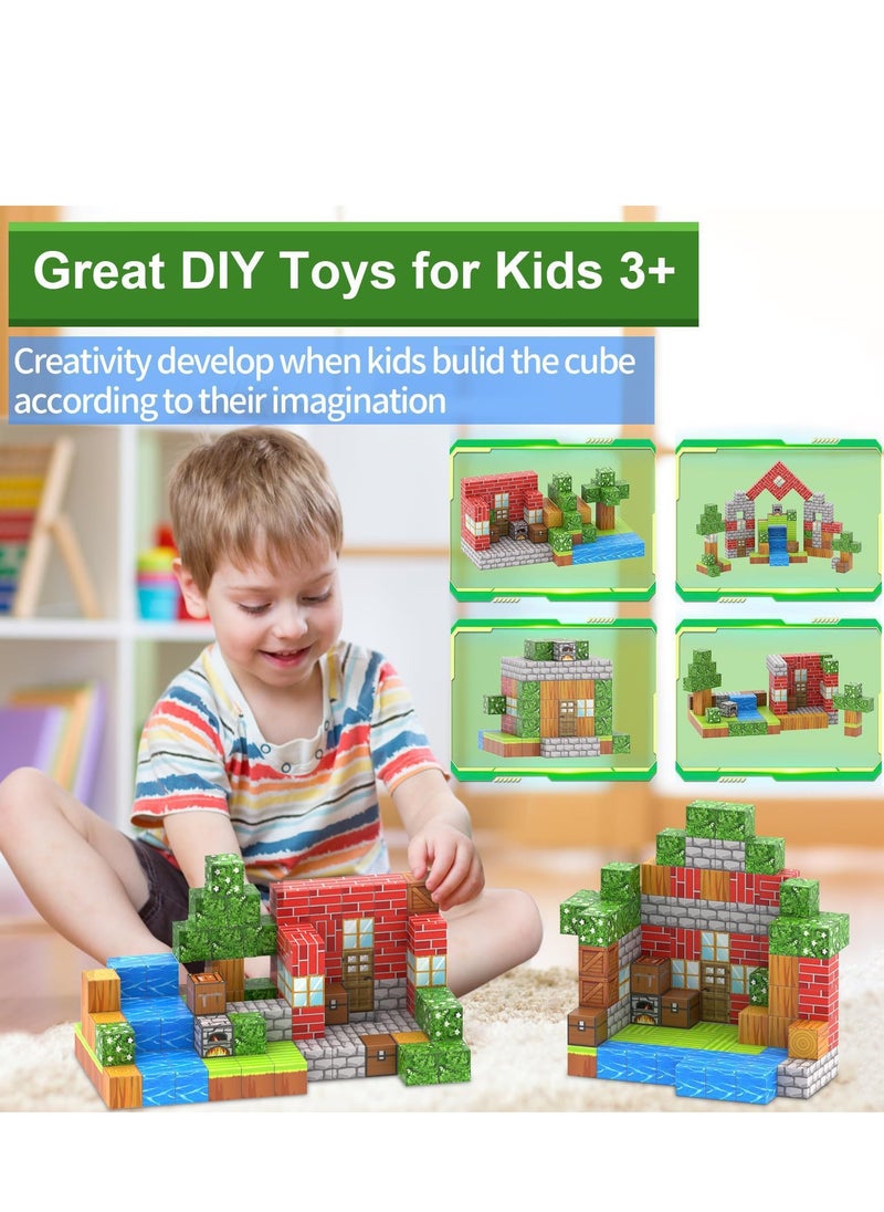 100PCS Magnetic Blocks, Kids Magnet Buliding Cube Set, STEM Educational Stacking Toys, Montessori Toys Birthday Gifts for Girls Boys