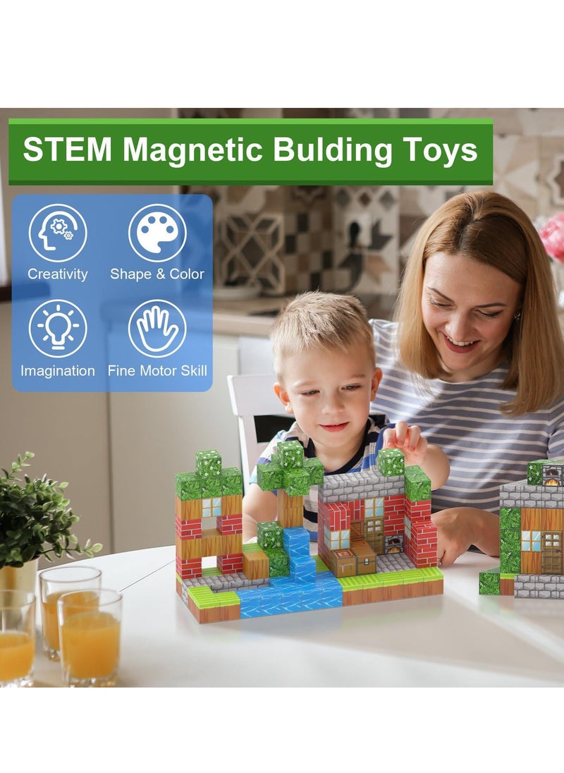 100PCS Magnetic Blocks, Kids Magnet Buliding Cube Set, STEM Educational Stacking Toys, Montessori Toys Birthday Gifts for Girls Boys