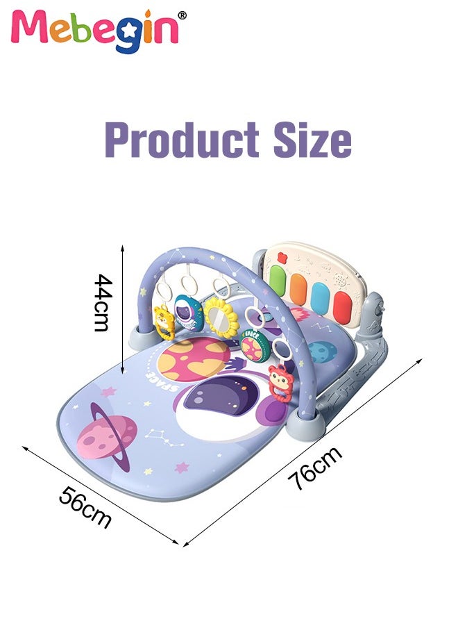 Baby Play Mat with 5 Sensory Toys and Piano Board, Baby Piano Gym Mat, Early Development Playmat, Musical Activity Center, Interactiveactivity Center for Babies, Used for Lying, Sitting, Tummy Time,