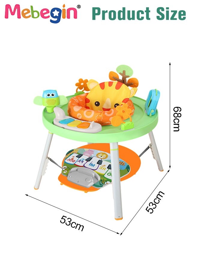 3 in 1 Baby Activity Center Equipped with Footstep Music Pad and Keyboard, Multi-functional Baby Chair with Removable Toy Tray, Activity Jumper and Bouncer for Babies' Early Education, Height Adjust