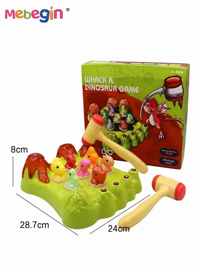 Whack A Dinosaur Game with Sound and Light, Interactive Dinosaur Game Pounding Toys with 2 Hammers, Fun Dinosaur Gopher Machine, Whack A Mole Game for Toddlers,  Fun Creative Board Game, Suitable Ki