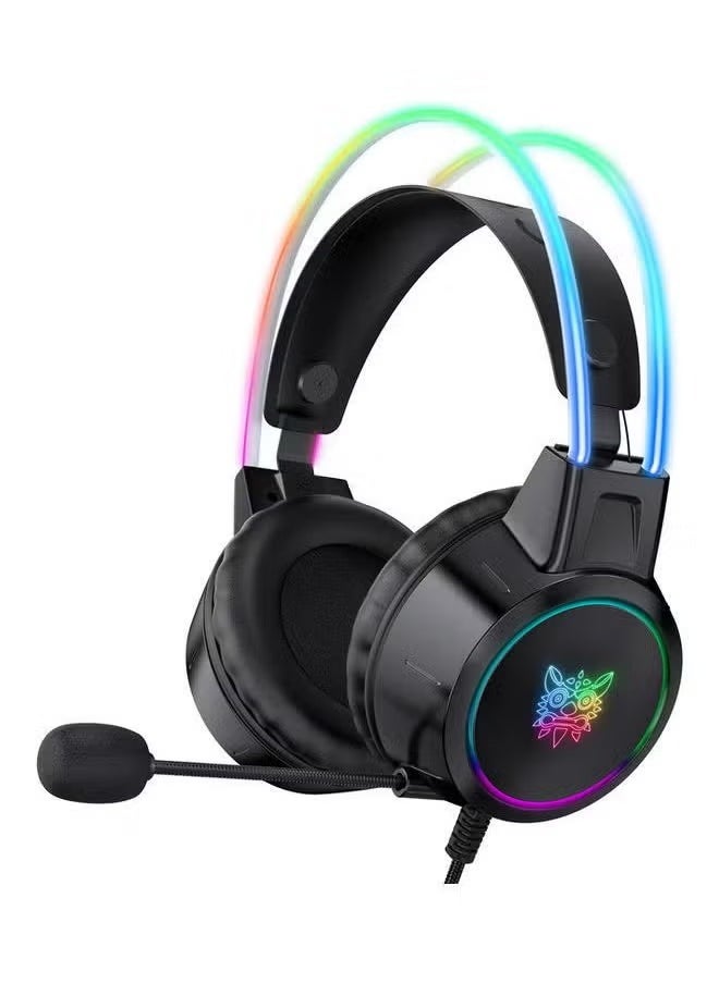 X15 Pro Wired PC Gaming Headphone with Mic and LED Light, High-Quality Stereo Sound, Noise-Canceling Mic, Comfortable Over-Ear Design, Customizable RGB LED Lights for Enhanced Gaming Experience.