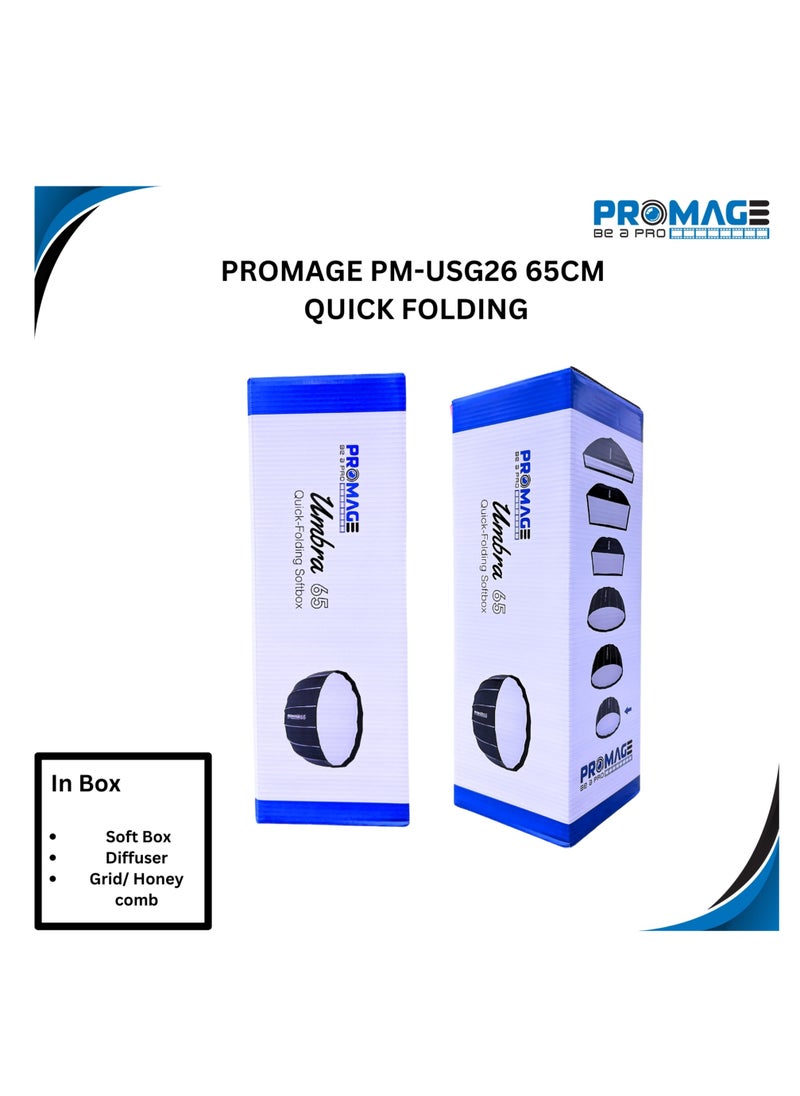 PROMAGE PM-USG26 65cm Quick Folding Umbrella Softbox With Grid