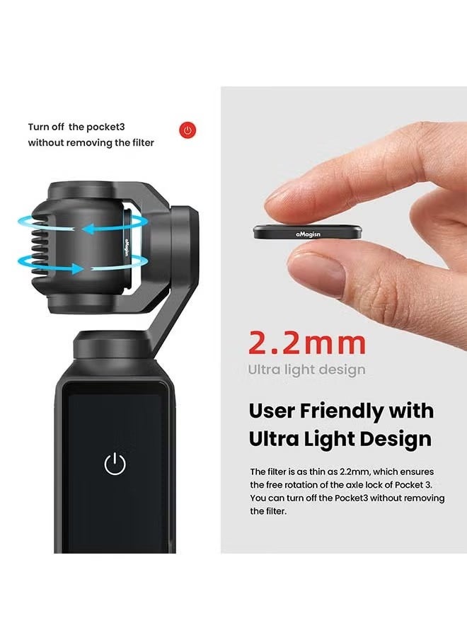 aMagisn Premium Filters and Protective Lens for DJI Osmo Pocket 3 - Essential Accessories for Action Cameras (ND16/64/256/1000 + CPL)