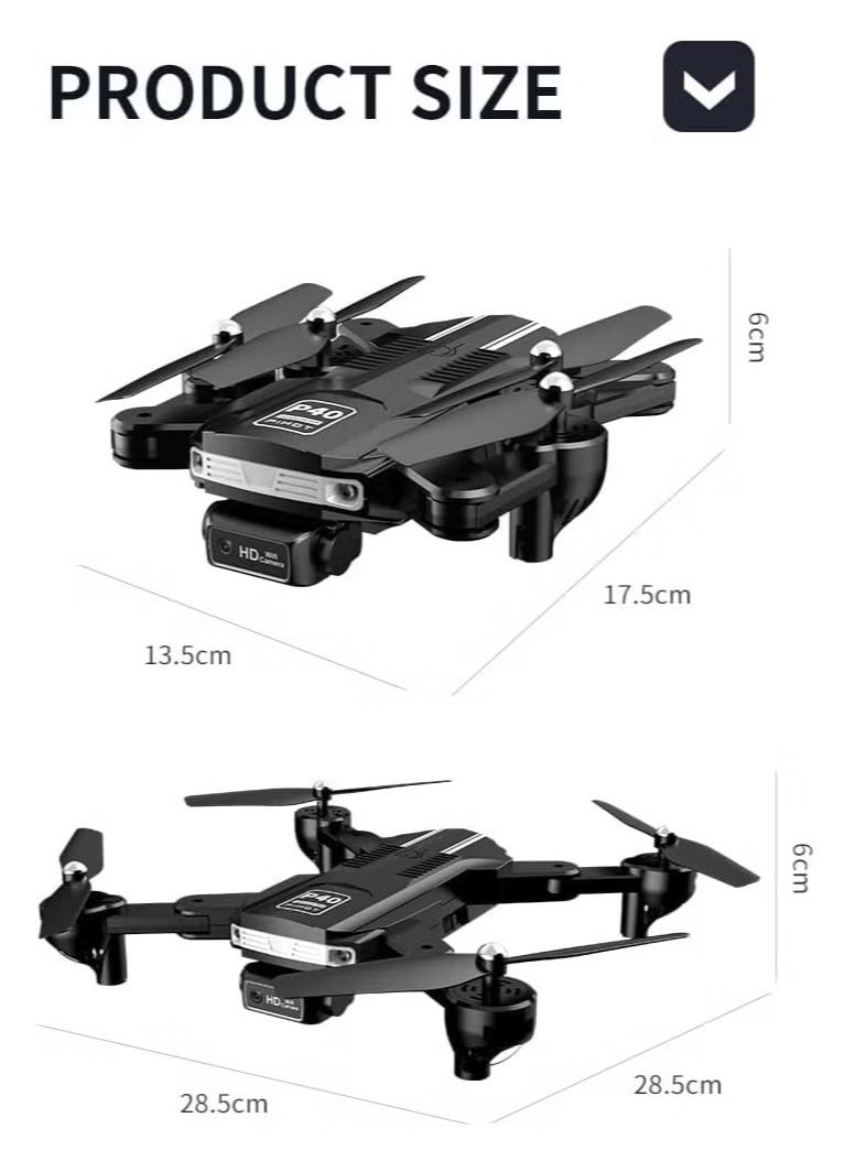 P40 Drone with Dual Camera – Remote Camera Mode Adjustment, Visual Positioning, Stable Flight, 4K HD Cameras, Foldable Design, Portable Suitcase for Easy Transport, Ideal for Photography, Vlogging, and Aerial Adventures