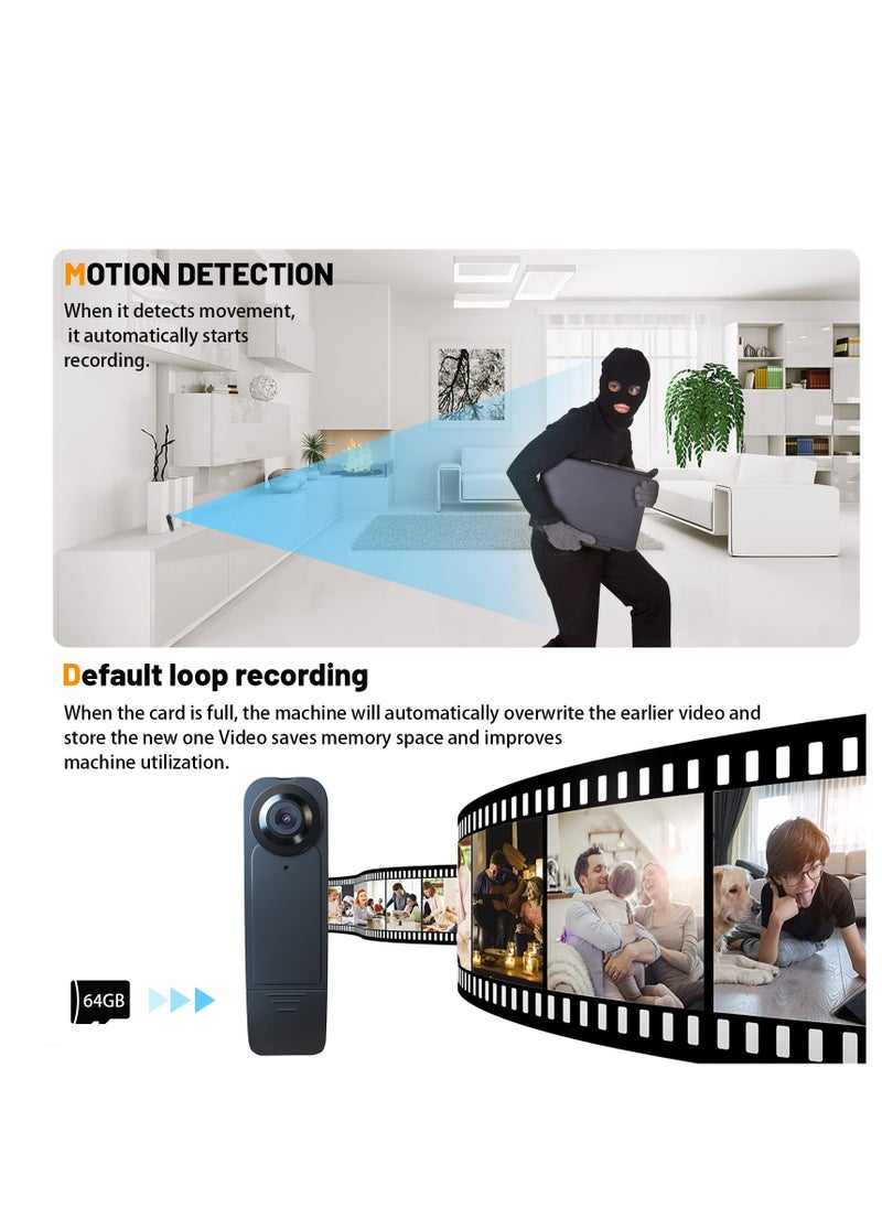 Mini Body Camera, 1000mA Mini Spy Nanny Cam 1080p Hidden Body Camera with Night Vision 4h Auto Overwrite for Personal Civilians, Police Law Enforcement