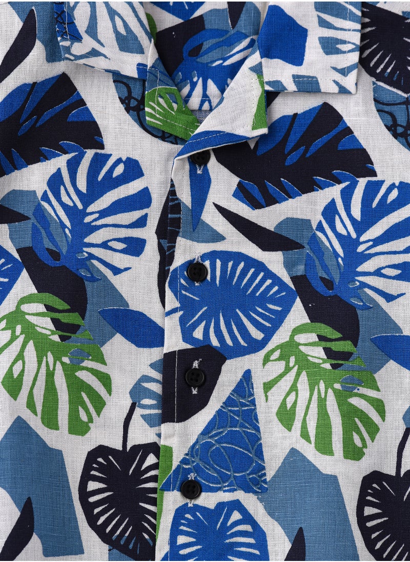 Vibrant Tropical Print Short Sleeve Shirt for Boys