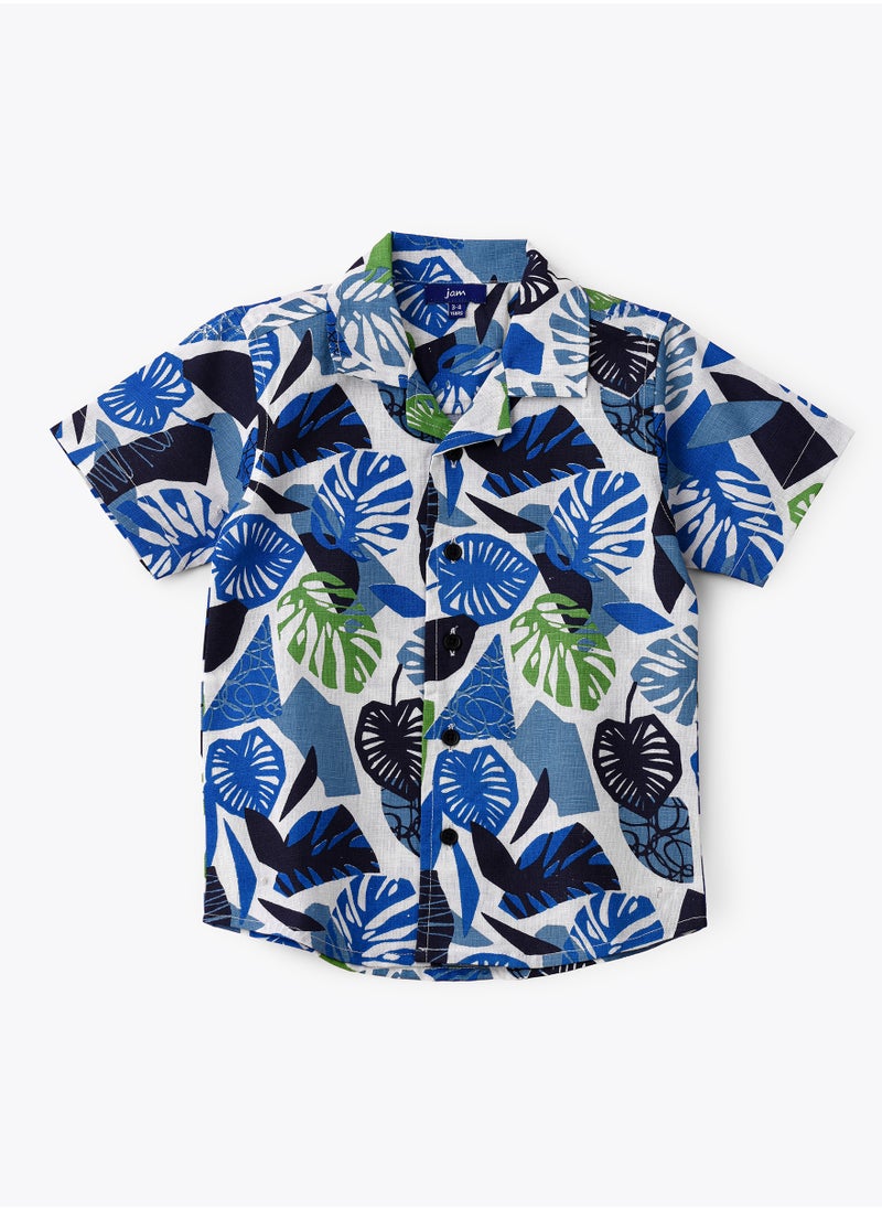 Vibrant Tropical Print Short Sleeve Shirt for Boys