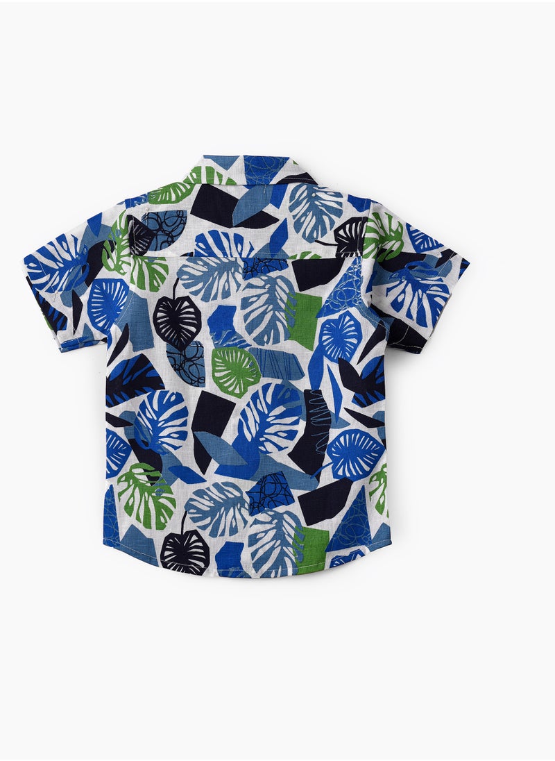 Vibrant Tropical Print Short Sleeve Shirt for Boys