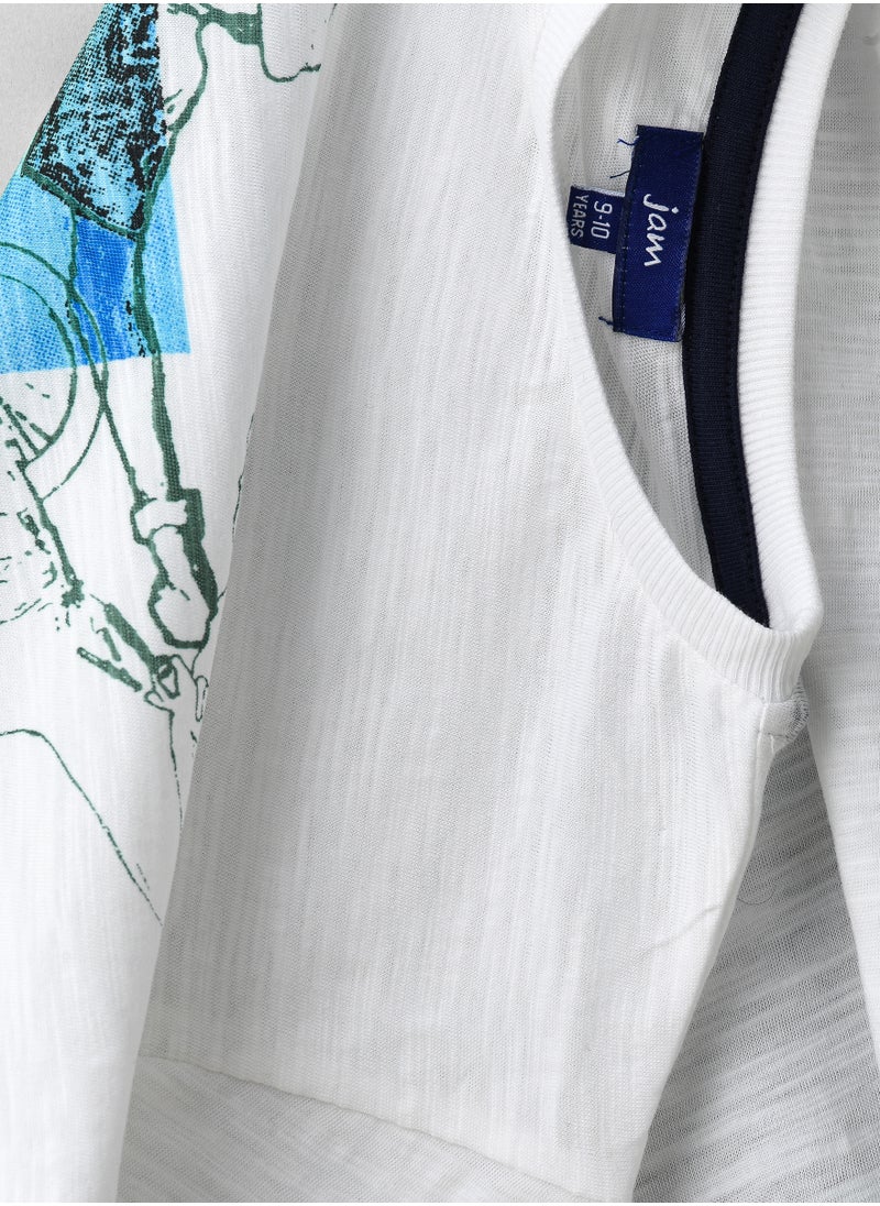 Urban Sports Project' Athletic Graphic T-Shirt for Boys - White