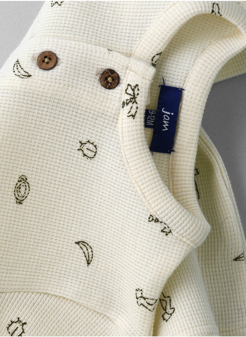 Boys' Beige Animal Print Cotton T-Shirt