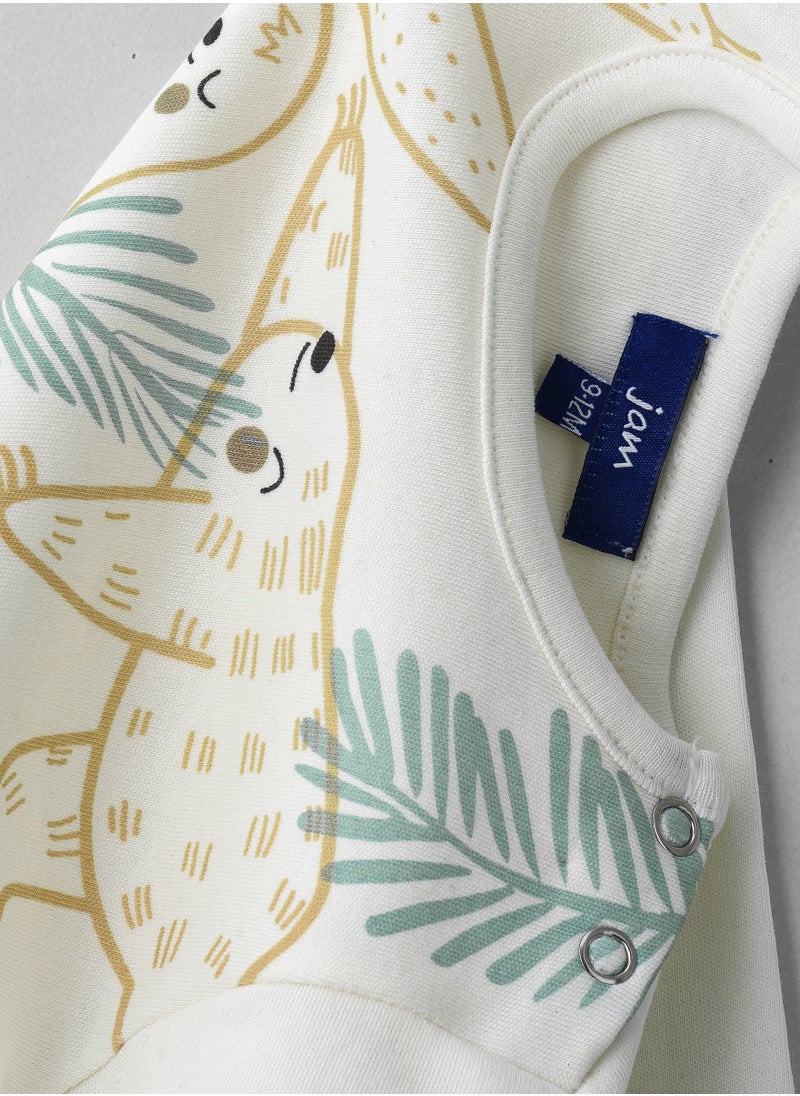 Boys' White Sloth Pattern Cotton T-Shirt