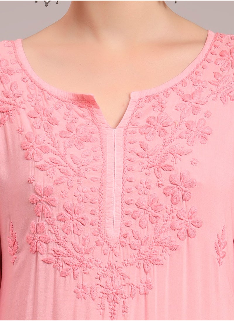 Hand Embroidered Chikankari Modal Ombre Jalabiya-AL4047