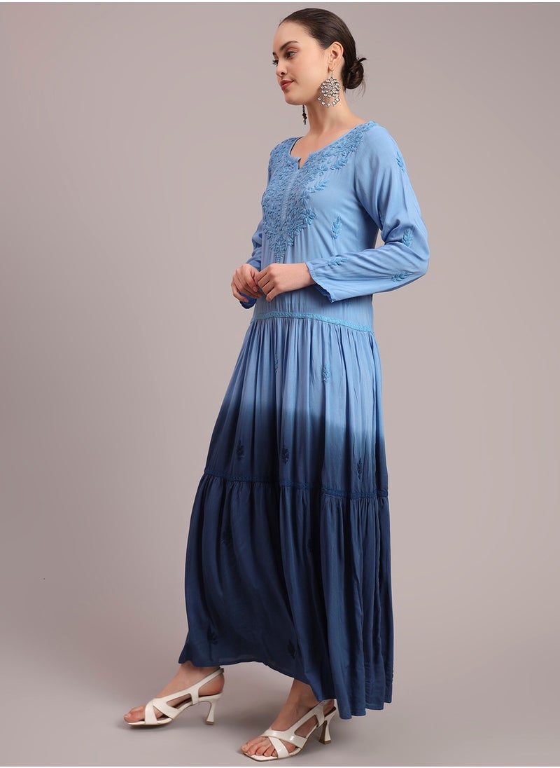 Hand Embroidered Chikankari Modal Ombre Jalabiya-AL4047