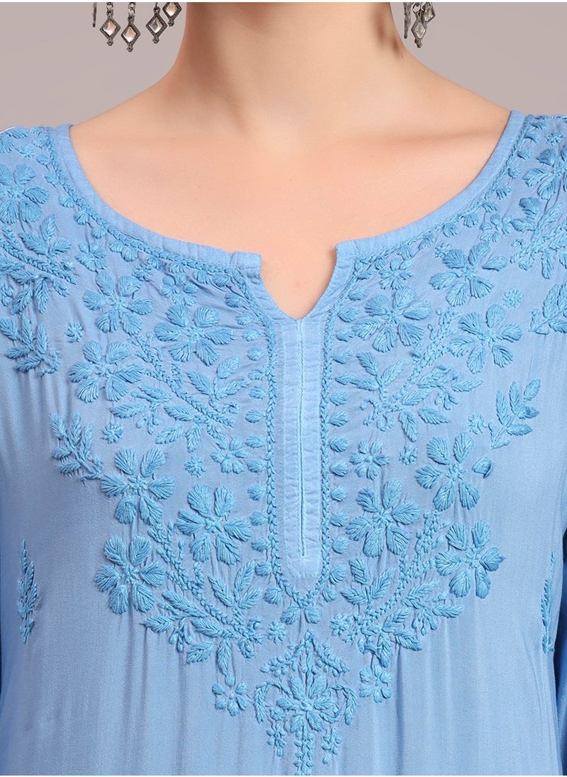 Hand Embroidered Chikankari Modal Ombre Jalabiya-AL4047