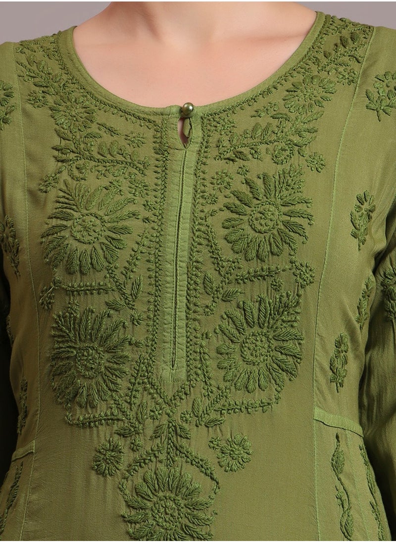 Hand Embroidered Chikankari Modal Ombre Jalabiya-AL4018