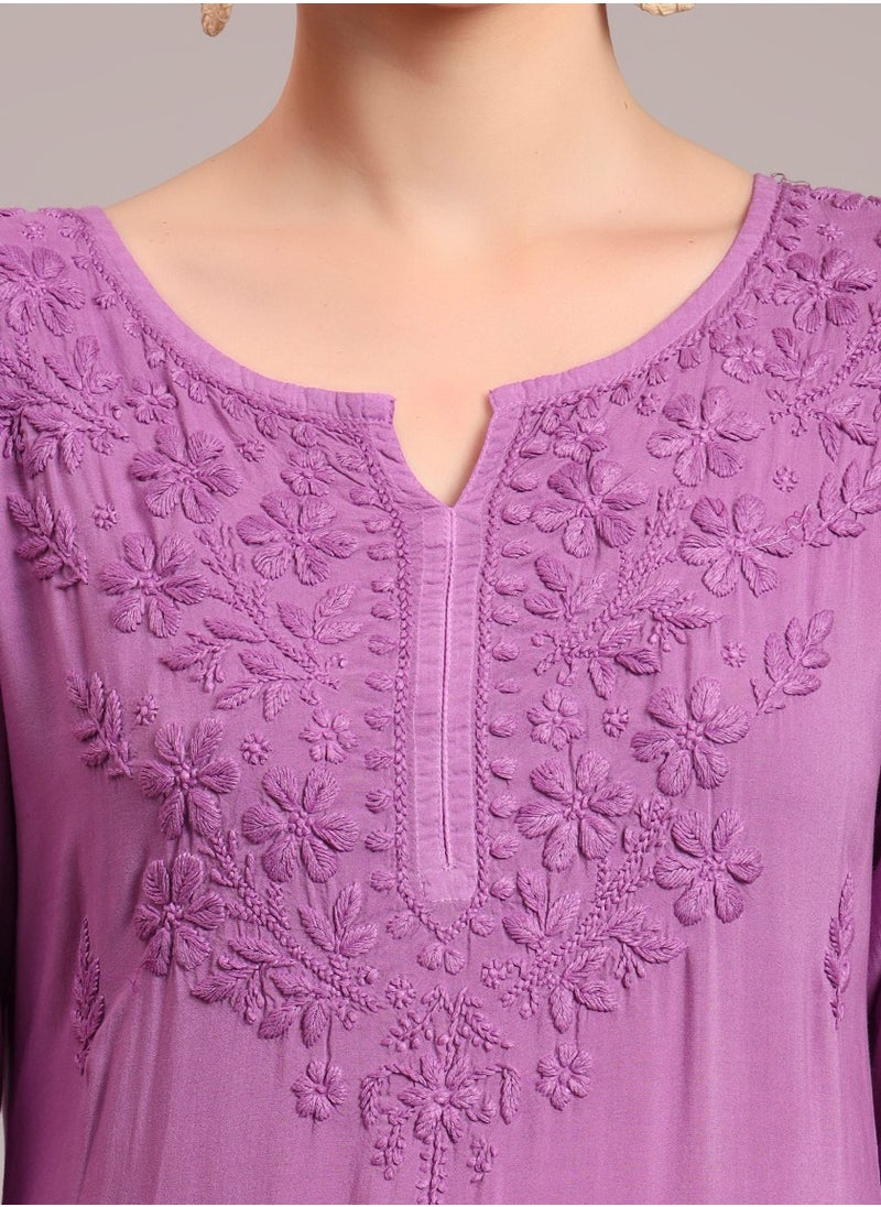 Hand Embroidered Chikankari Modal Ombre Jalabiya-AL4047