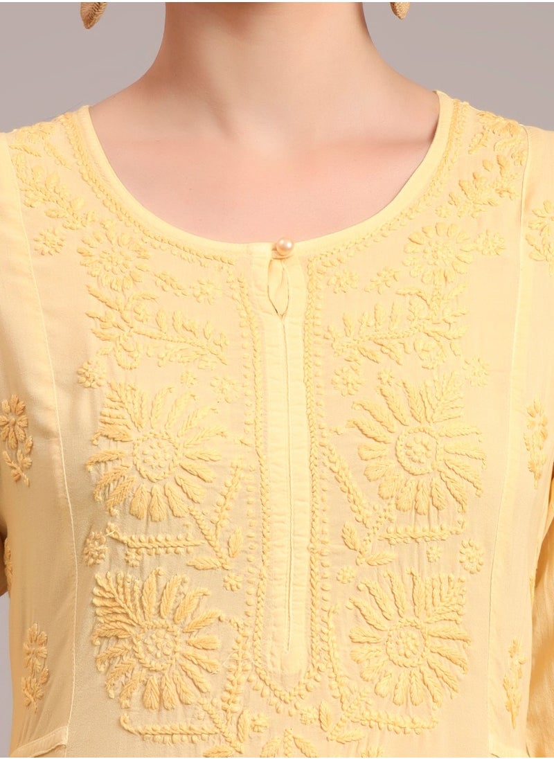 Hand Embroidered Chikankari Modal Ombre Jalabiya-AL4018