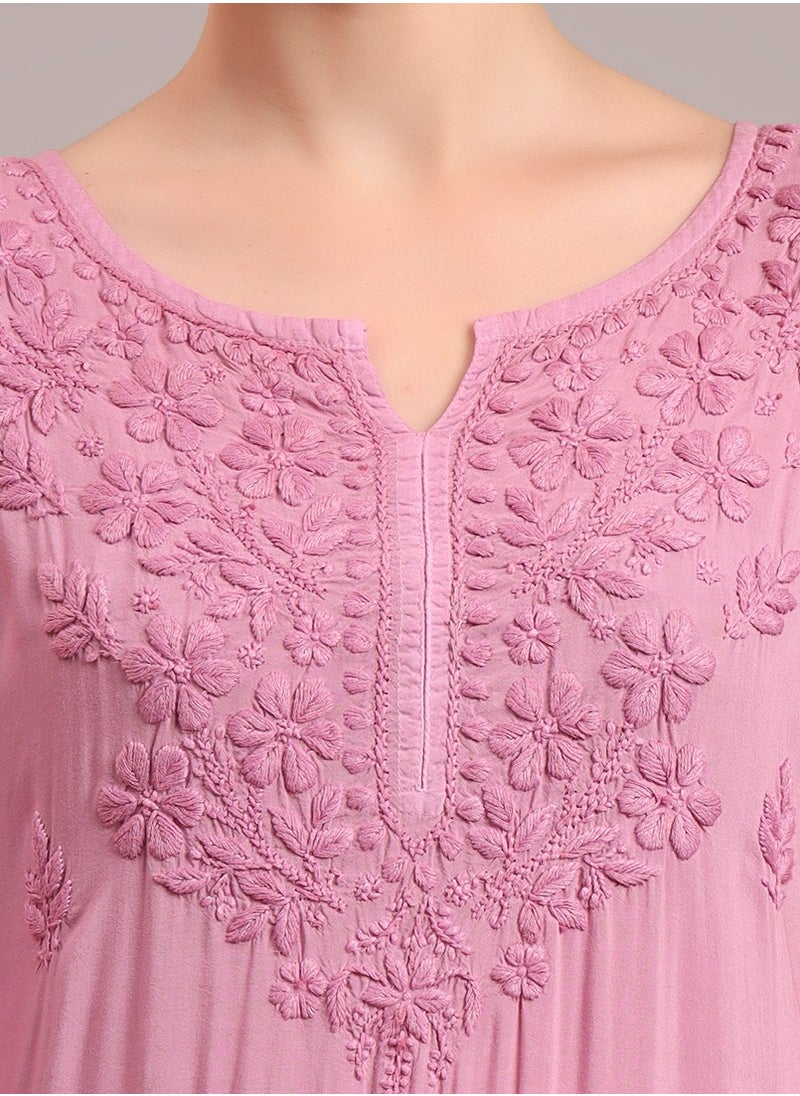 Hand Embroidered Chikankari Modal Ombre Jalabiya-AL4047