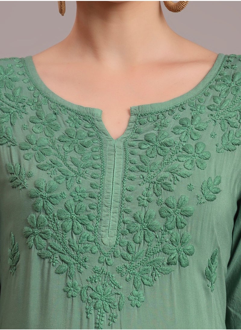Hand Embroidered Chikankari Modal Ombre Jalabiya-AL4047