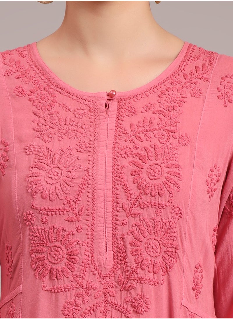 Hand Embroidered Chikankari Modal Ombre Jalabiya-AL4018