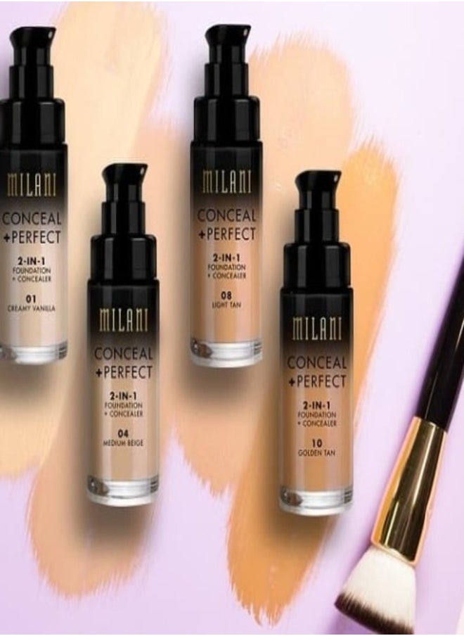 Milani Conceal + Perfect 2-in-1 Foundation + Concealer –  12 Spiced Full-Coverage, Long-Wear, 30ml
