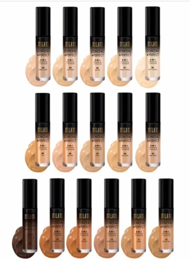 Milani Conceal + Perfect 2-in-1 Foundation + Concealer –  13 Espresso Full-Coverage, Long-Wear, 30ml