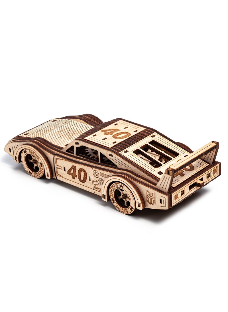 Wooden 3D Puzzle Sportcars 'Fury Road' with Motor (2 pcs) - Exciting DIY Model Kit for Racing Fans, Perfect for Creative Play and Unique Gift for All Ages