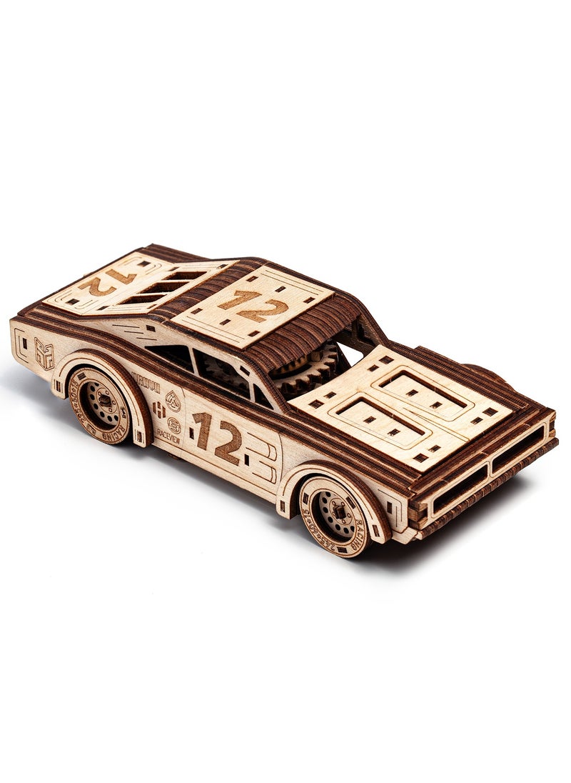 Wooden 3D Puzzle Sportcars 'Fury Road' with Motor (2 pcs) - Exciting DIY Model Kit for Racing Fans, Perfect for Creative Play and Unique Gift for All Ages