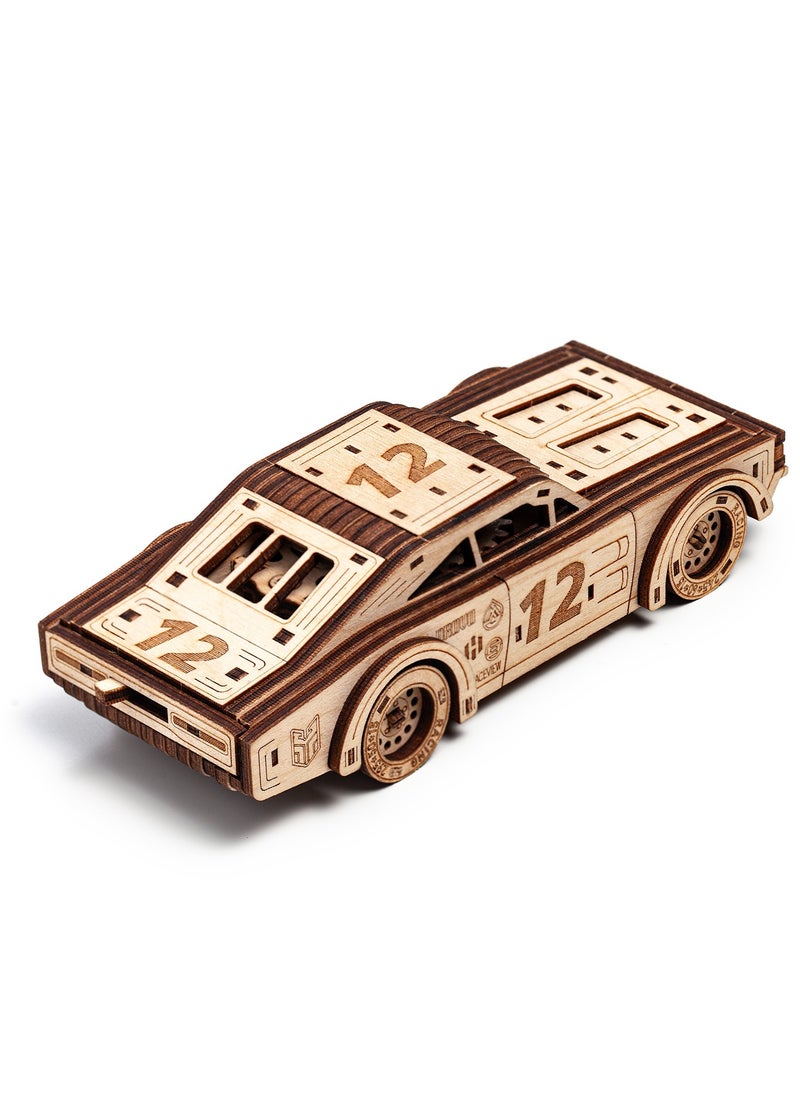 Wooden 3D Puzzle Sportcars 'Fury Road' with Motor (2 pcs) - Exciting DIY Model Kit for Racing Fans, Perfect for Creative Play and Unique Gift for All Ages