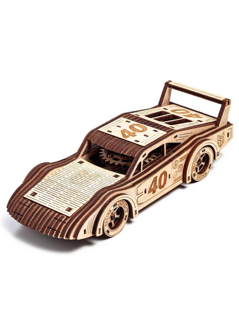 Wooden 3D Puzzle Sportcars 'Fury Road' with Motor (2 pcs) - Exciting DIY Model Kit for Racing Fans, Perfect for Creative Play and Unique Gift for All Ages