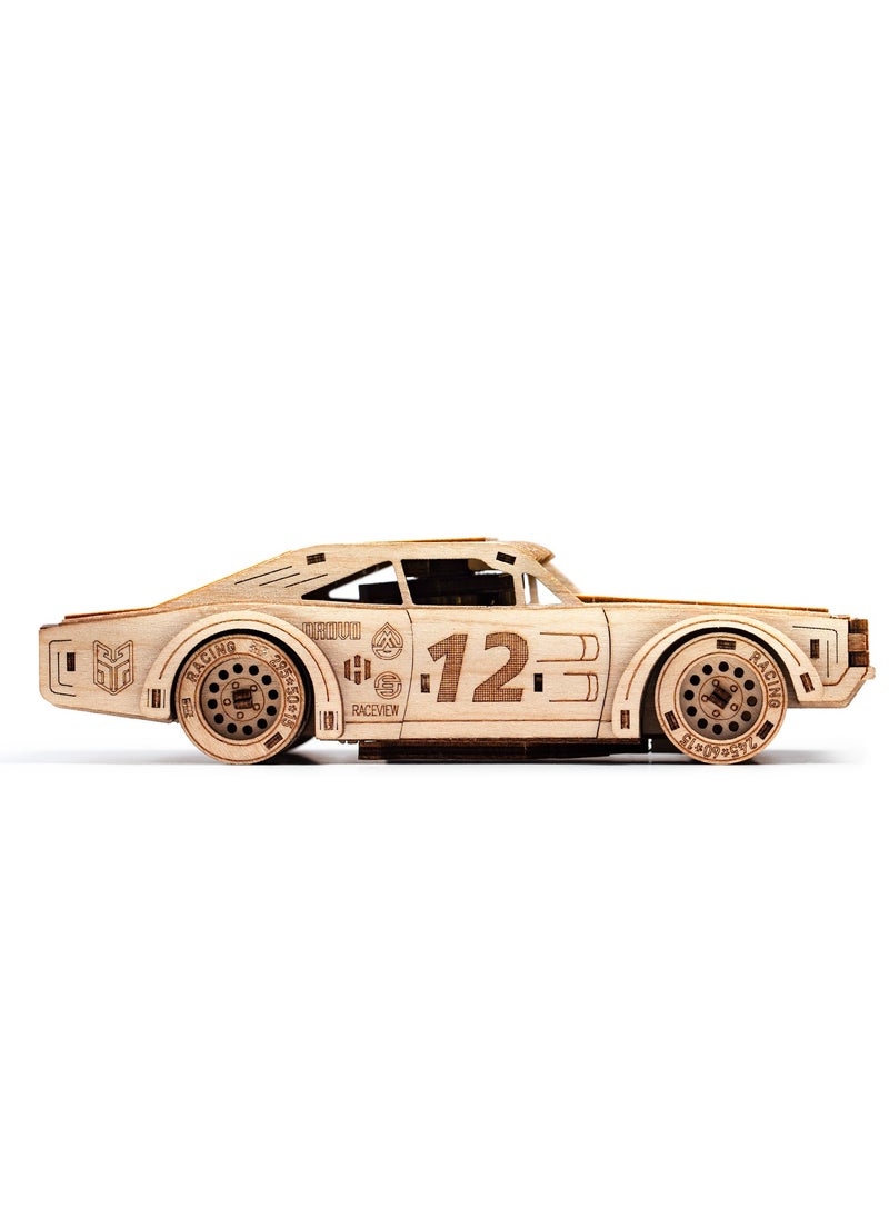 Wooden 3D Puzzle Sportcars 'Fury Road' with Motor (2 pcs) - Exciting DIY Model Kit for Racing Fans, Perfect for Creative Play and Unique Gift for All Ages