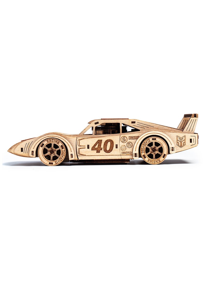 Wooden 3D Puzzle Sportcars 'Fury Road' with Motor (2 pcs) - Exciting DIY Model Kit for Racing Fans, Perfect for Creative Play and Unique Gift for All Ages