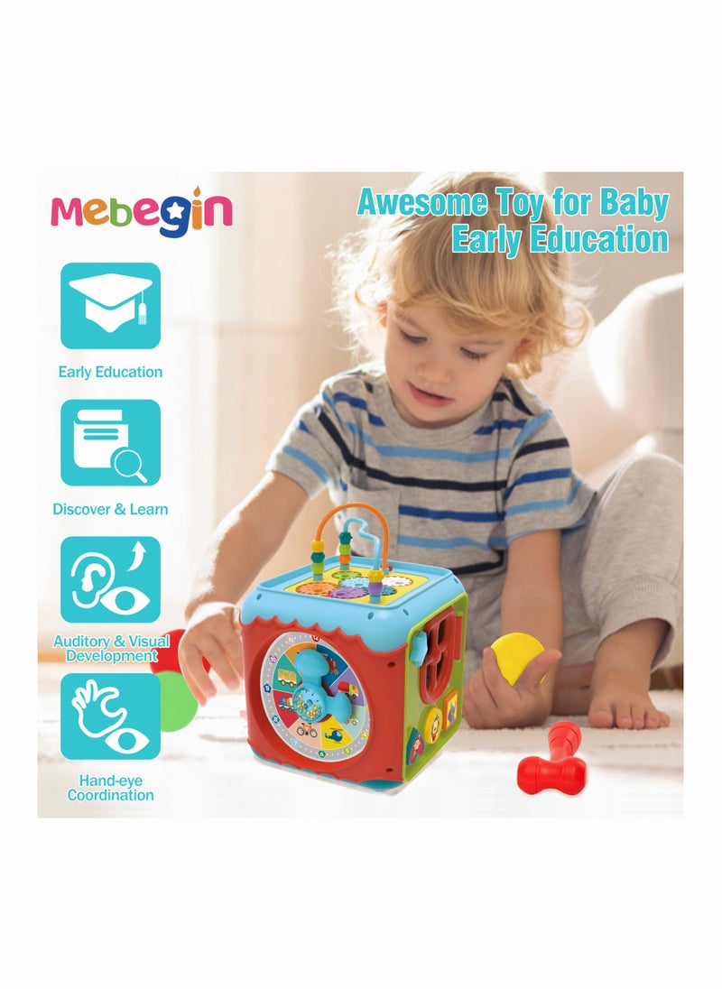 7-in-1 Musical Activity Cube, Toddler Developmental Educational Toy with Light and Music, Shape Sorting Cube Toy, Baby Sensory Toy, Cube Activity Center Nurturing Children's Creativity and Imagination