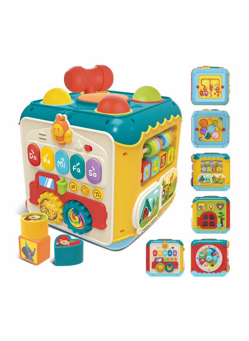 7-in-1 Musical Activity Cube, Toddler Developmental Educational Toy with Light and Music, Shape Sorting Cube Toy, Baby Sensory Toy, Cube Activity Center Nurturing Children's Creativity and Imagination