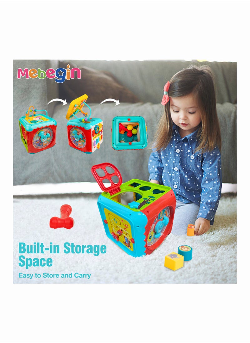 7-in-1 Musical Activity Cube, Toddler Developmental Educational Toy with Light and Music, Shape Sorting Cube Toy, Baby Sensory Toy, Cube Activity Center Nurturing Children's Creativity and Imagination