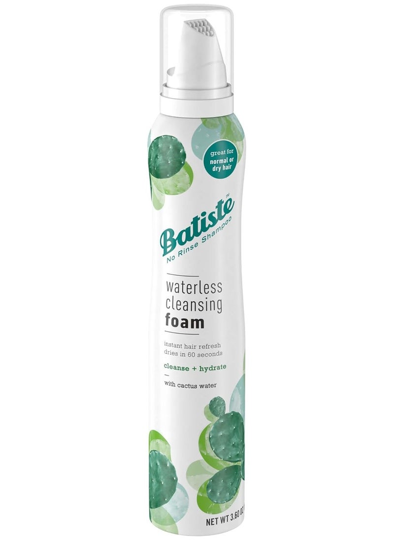Batiste Waterless Cleansing Foam Cleanse and Hydrate with Cactus Water, 3.60 OZ, White