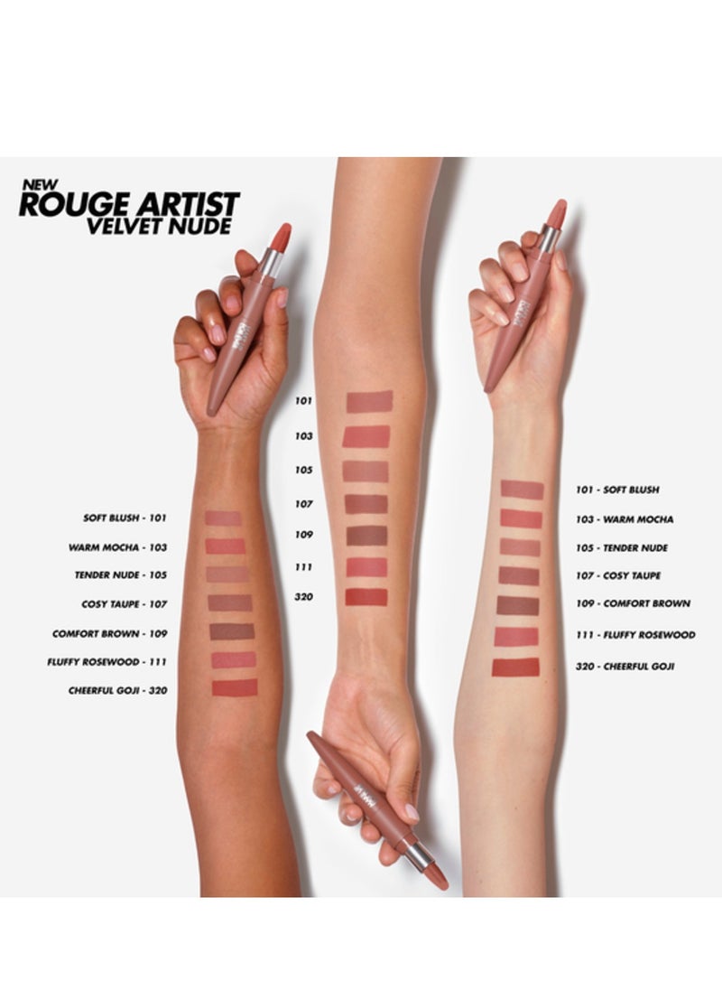 MAKE UP FOR EVER Rouge Artist Velvet Nude Soft Matte Lipstick- 105 Tender Nde, 3.7g