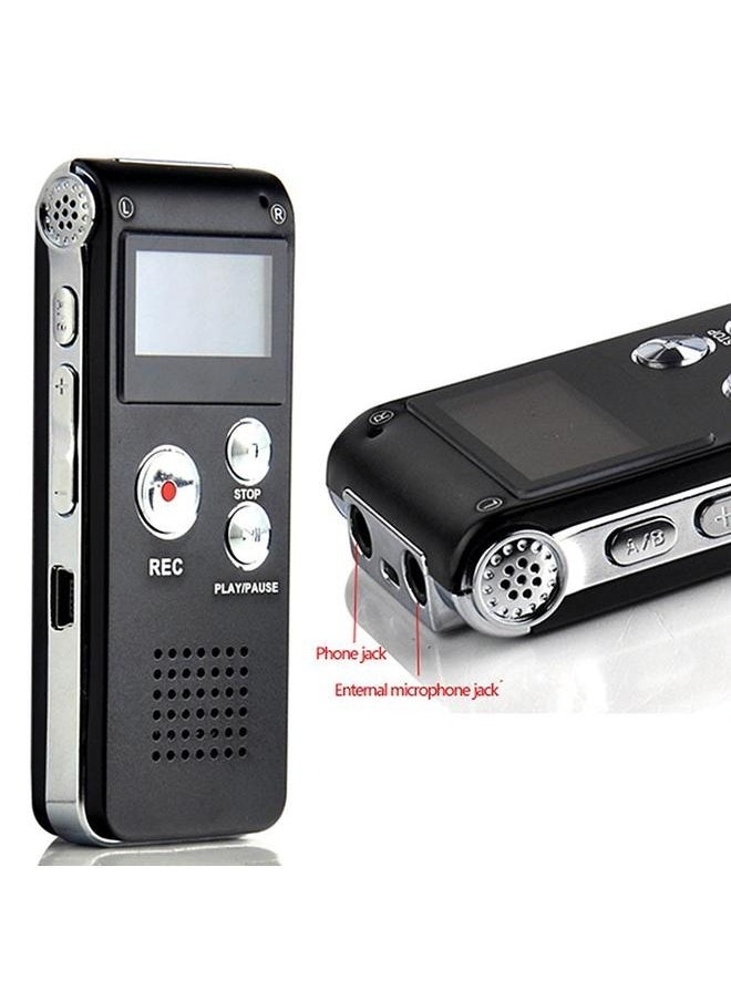 Digital Voice Recorder With MP3 Player OS0120 Black/Silver，Digital Voice Recorder 34GB Voice Recorder with Playback for Lectures - USB Rechargeable Dictaphone Upgraded Small Tape Recorder Device