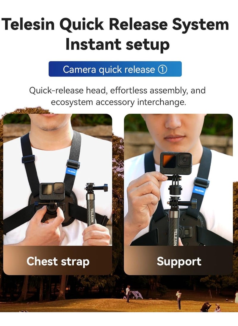 TELESIN Sports Camera Chest Mount Harness Quick Release Chest Strap Replacement for Hero 1211109 DJI OSMO Action X4X3 Action Camera Accessories