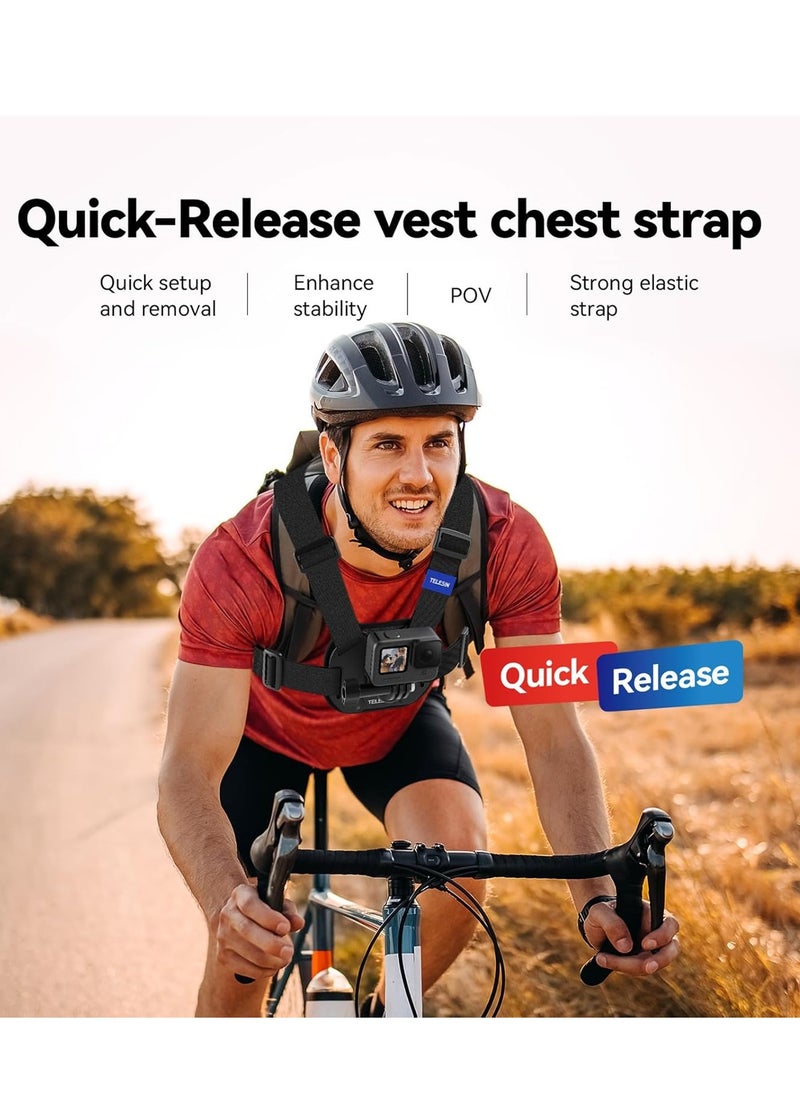 TELESIN Sports Camera Chest Mount Harness Quick Release Chest Strap Replacement for Hero 1211109 DJI OSMO Action X4X3 Action Camera Accessories