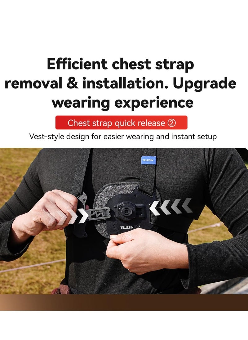 TELESIN Sports Camera Chest Mount Harness Quick Release Chest Strap Replacement for Hero 1211109 DJI OSMO Action X4X3 Action Camera Accessories