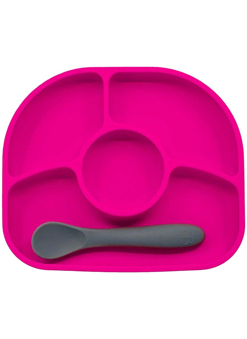 Bbluv Yumi   Anti Spill Silicone Plate & Spoon Set Pink