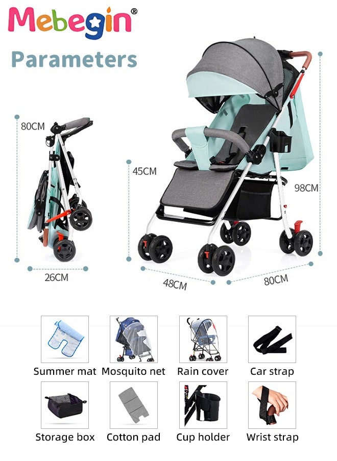 Lightweight Easy Fold Toddler Stroller And Baby Stroller, Travel Stroller With Canopy And Storage Basket, Multi-Position Recline, 4.3Kg Convenient One-Hand Fold, Airplane Stroller For Infants Newborn