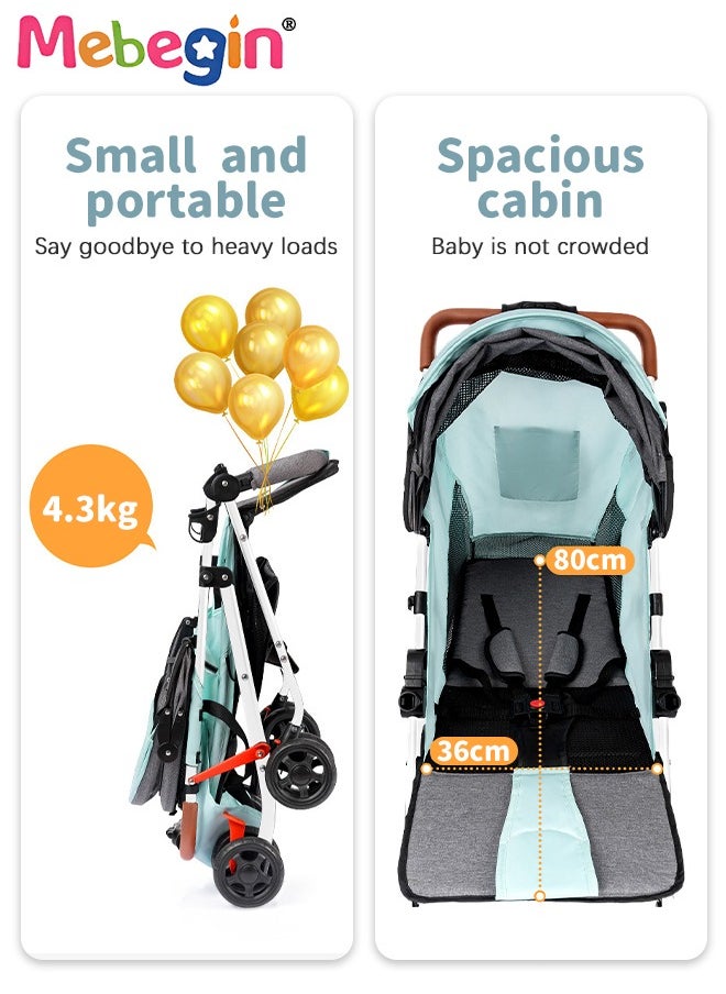 Lightweight Easy Fold Toddler Stroller And Baby Stroller, Travel Stroller With Canopy And Storage Basket, Multi-Position Recline, 4.3Kg Convenient One-Hand Fold, Airplane Stroller For Infants Newborn