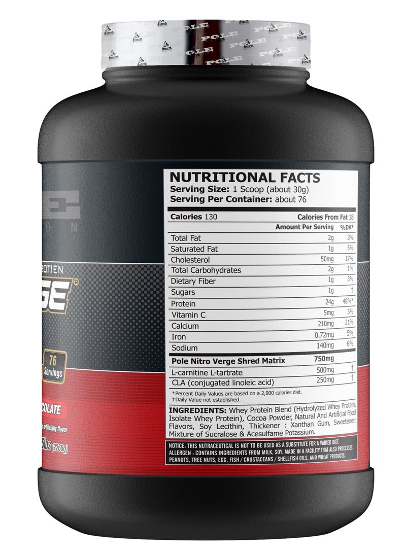 Pole Nutrition Nitro Verge Shred 5 lbs - Rich Chocolate - Advanced Weight Loss Formula Protein